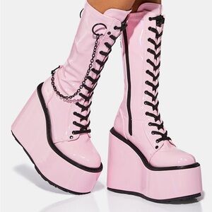 Demonia Swing 150 Dolls Kill Holographic Purgatory Platform Boots
